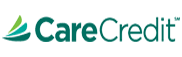 An image of a logo with the text  CareCredit  and an emblem that appears to be a leaf, set against a light background.