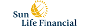 The image is a logo with the text  SUN LIFE FINANCIAL  and features a graphic that could be interpreted as a stylized sun or flower.